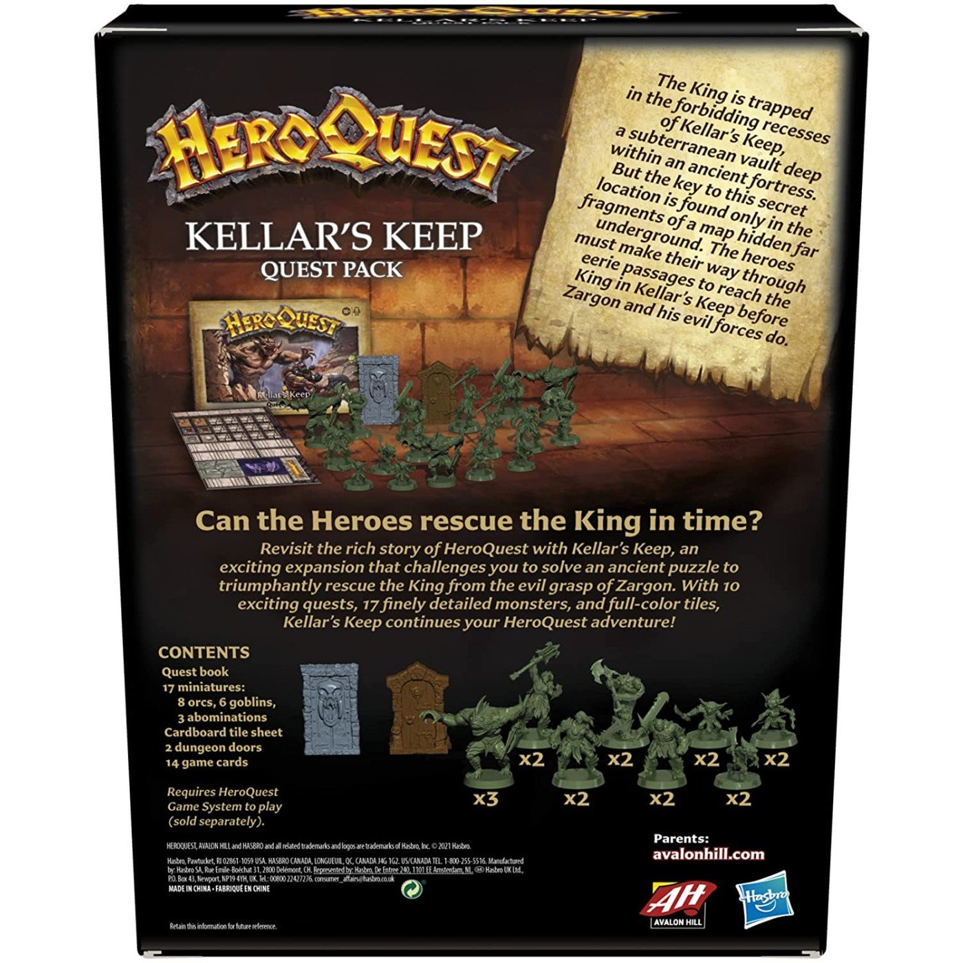 Hasbro Avalon Hill Heroquest Kellars Keep Expansion, Dungeon Crawler Board Game (F4543)