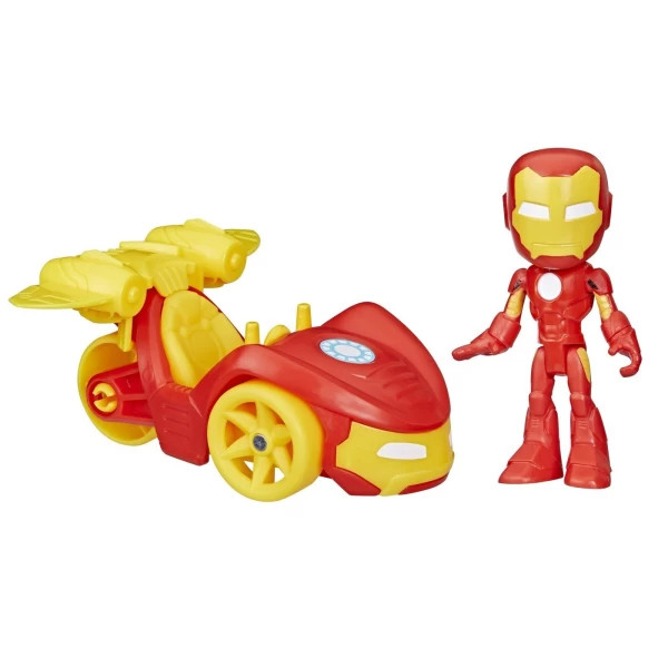 Hasbro Marvel Spidey and His Amazing Friends Iron Man Iron race Action Figure, Vehicle & Accessory (F6776/F7458)
