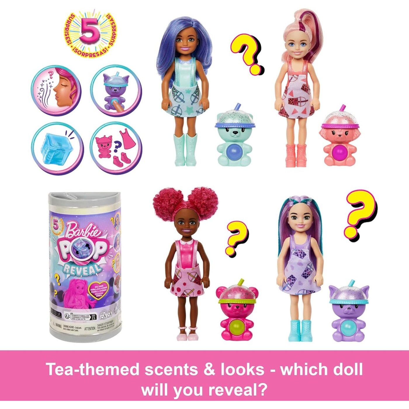 Barbie Chelsea Pop Reveal Bubble Tea Doll (HRK63)