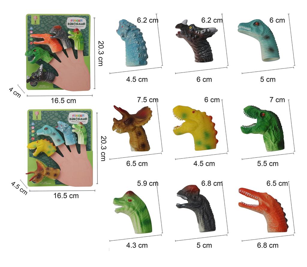Δαχτυλοφιγούρες Δεινόσαυροι Διάφορα Σχέδια 20x16cm