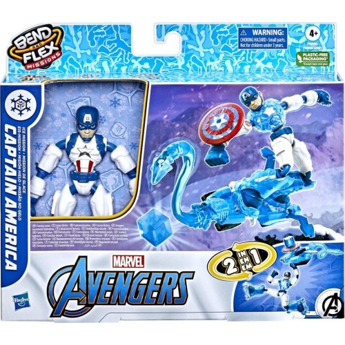 Hasbro Avengers Marvel Bend And Flex Φιγούρα Δράσης 15 εκ. - Captain America Ice Mission (F5866/F5868)