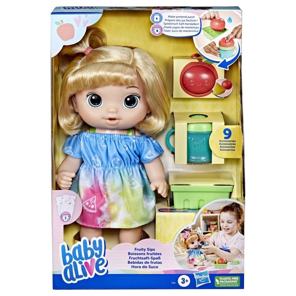 Hasbro Baby Alive Fruity Sips Doll, Apple Κούκλα Ξανθιά (F73565X00)