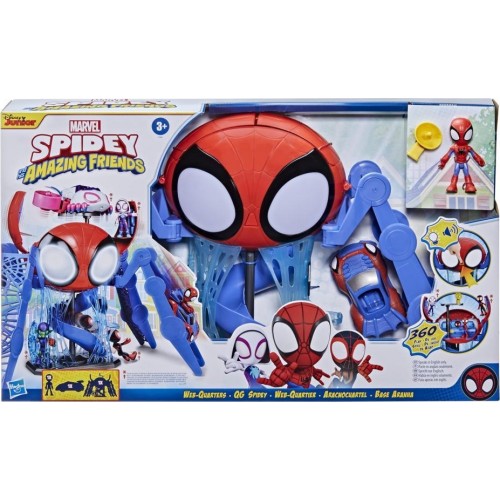 Hasbro Marvel Spidey And His Amazing Friends Web-Quarters Playset With Lights, Sounds, Vehicle(F1461)
