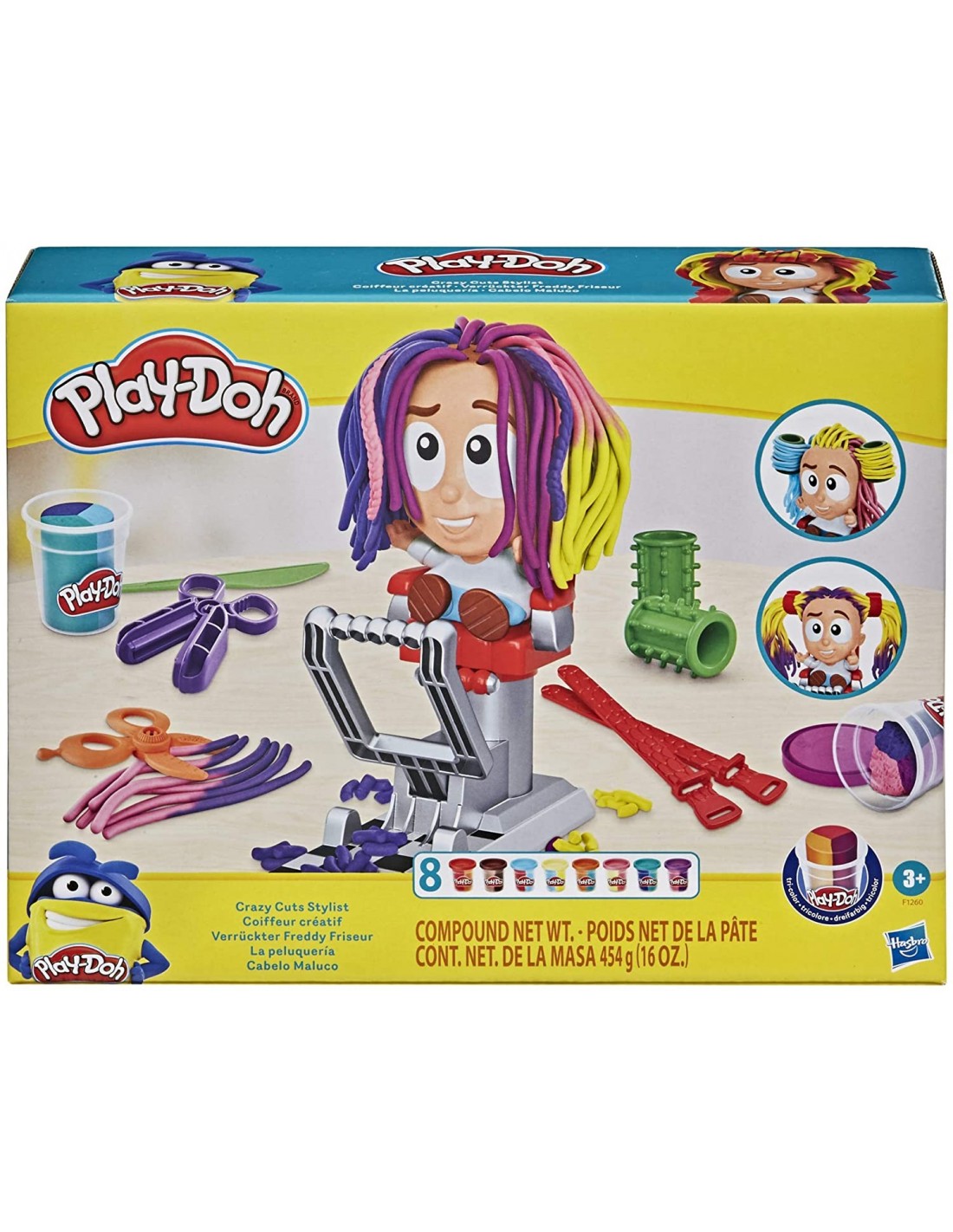 Hasbro Play-doh Πλαστελίνη – Παιχνίδι Crazy Cuts Stylist Hair Salon 8τμχ (F1260)