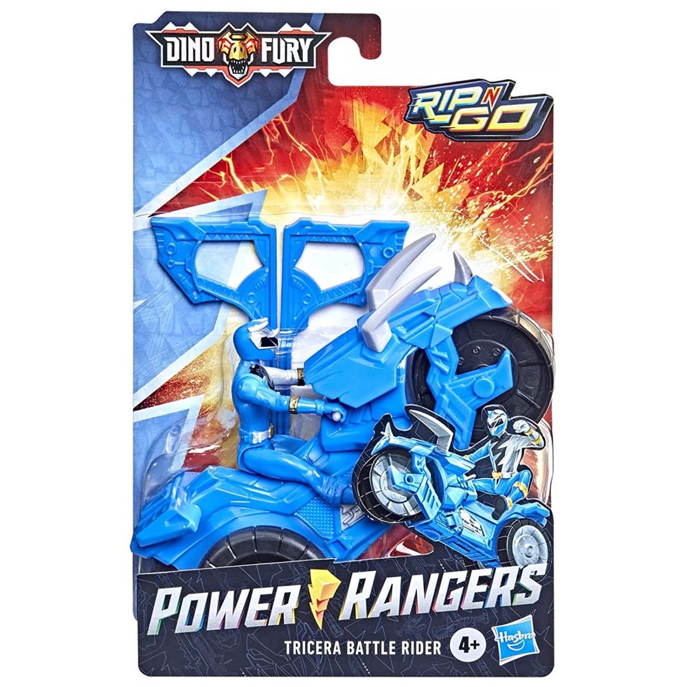 Hasbro Power Rangers Dino Fury Rip N Go: Tricera Battle Rider & Blue Ranger 15εκ. (F3938/F4215)