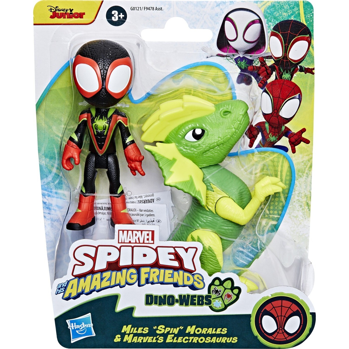 Hasbro Spiderman Marvel Spidey And His Amazing Friends Dino-Webs, Miles Spin Morales And S Electrosaurus (F9478/G0121)