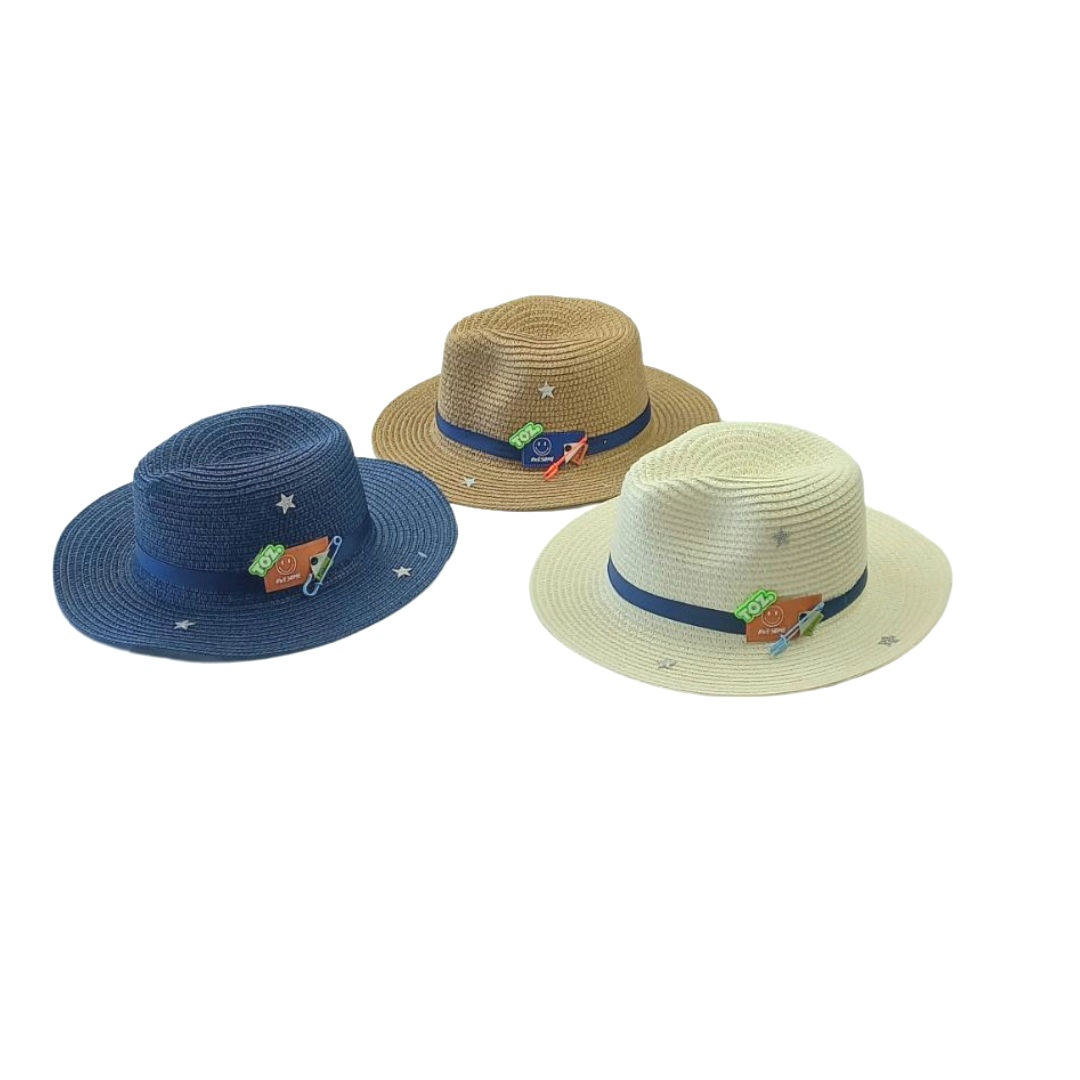 Καπέλο Παιδικό Καβουράκι Μπεζ με Μπλε Ζωνάκι Patch 3 Χρώματα