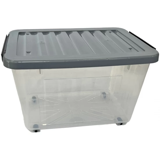 Κουτί Αποθήκευσης Πλαστικό Με Ροδάκια 45lt Γκρι 50x35,5x31cm