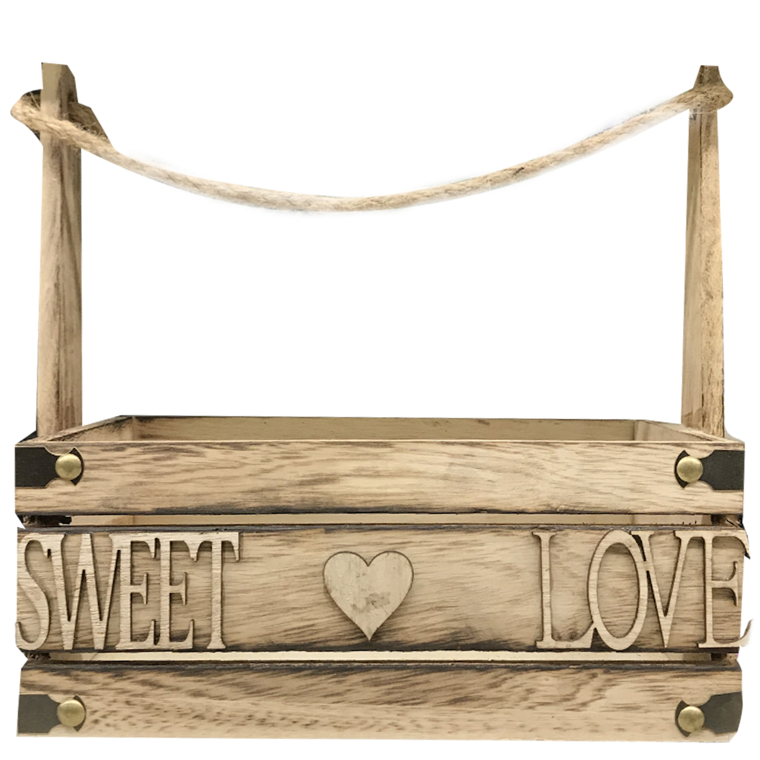 Κουτί - Καφάσι Διακοσμητικό Sweet Love Με Χερούλι-Σχοινί 24x15cm