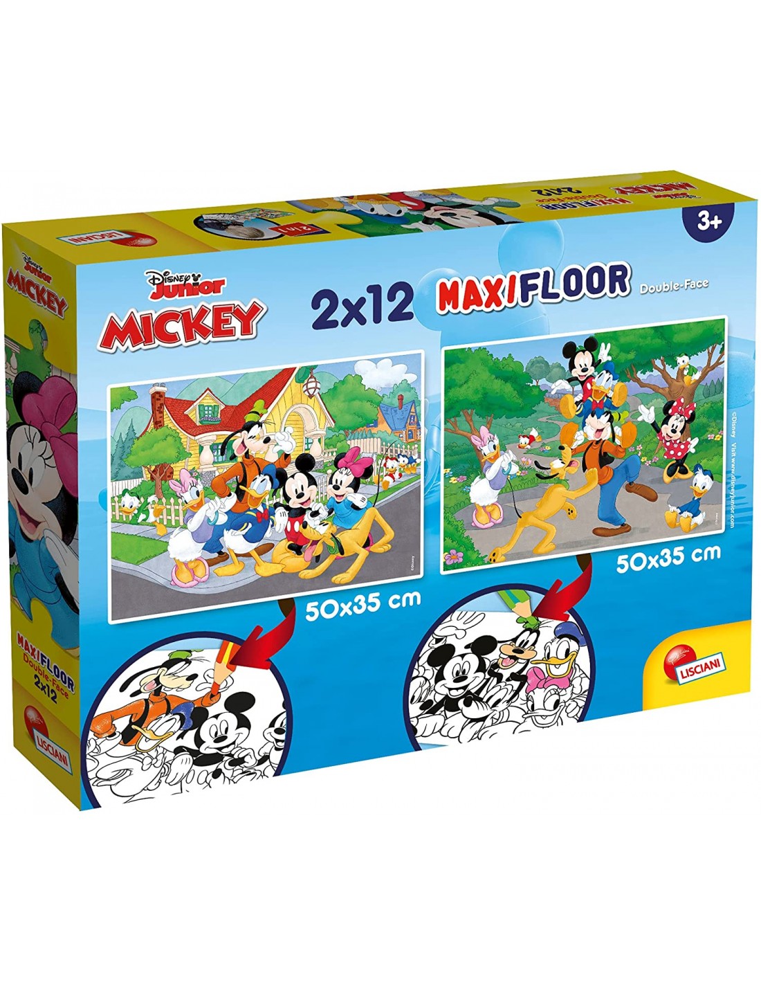 Lisciani Disney Puzzle Supermaxi 2 x 12 Κομμάτια Mickey 50x35εκ.