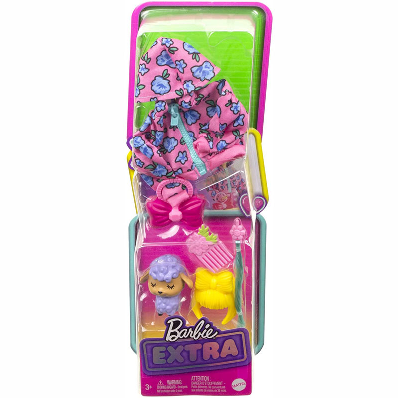 Mattel Barbie Extra Doll Σετ Floral Jacket με ζωάκι προβατάκι & Αξεσουάρ (HDJ38/HDJ39)