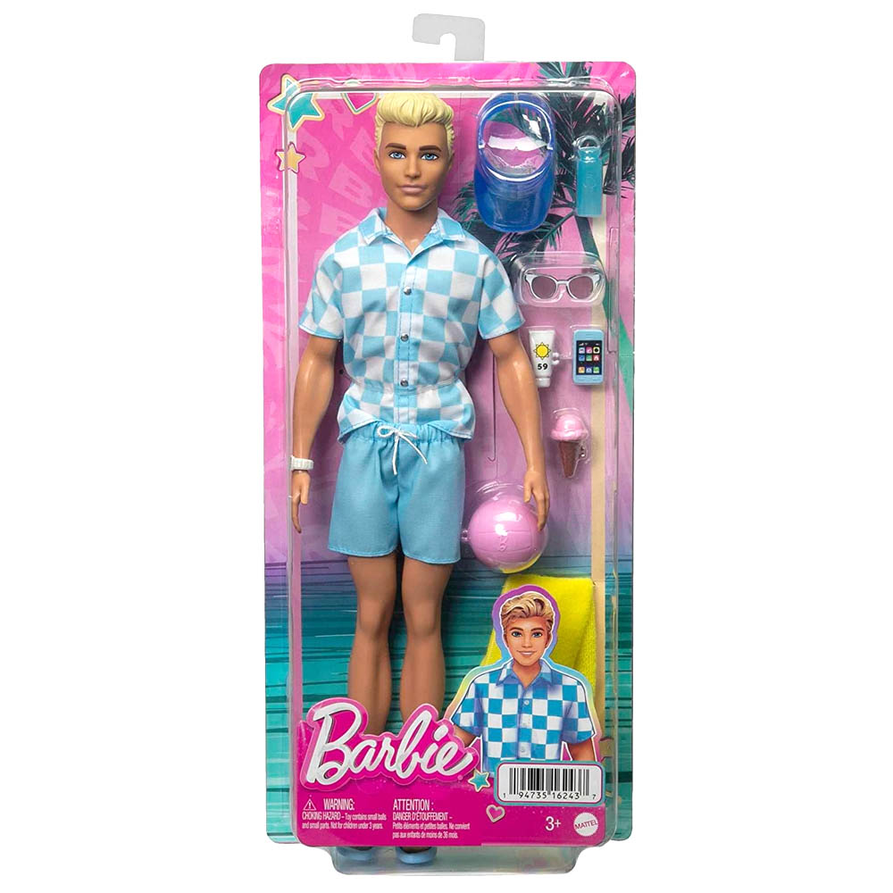 Mattel Barbie Κούκλα Ken Beach Glam Με Αξεσουάρ (HPL74)