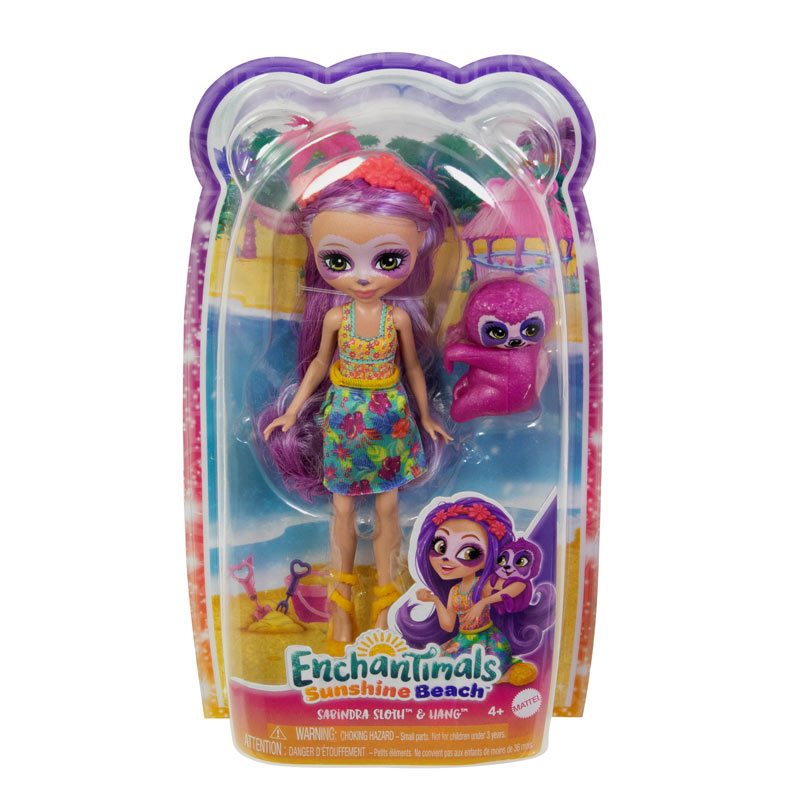 Mattel Enchantimals™ Glam Party-Κούκλα & Ζωάκι Φιλαράκι-Sabindra Sloth & Hang (FNH22/HRX82)