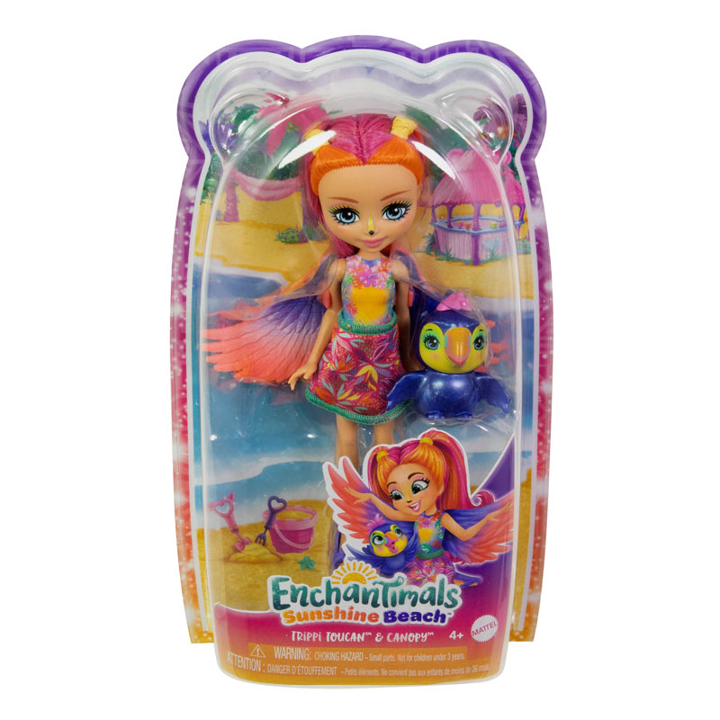 Mattel Enchantimals™ Glam Party-Κούκλα & Ζωάκι Φιλαράκι-Trippi Toucan & Canopy (FNH22/HRX83)