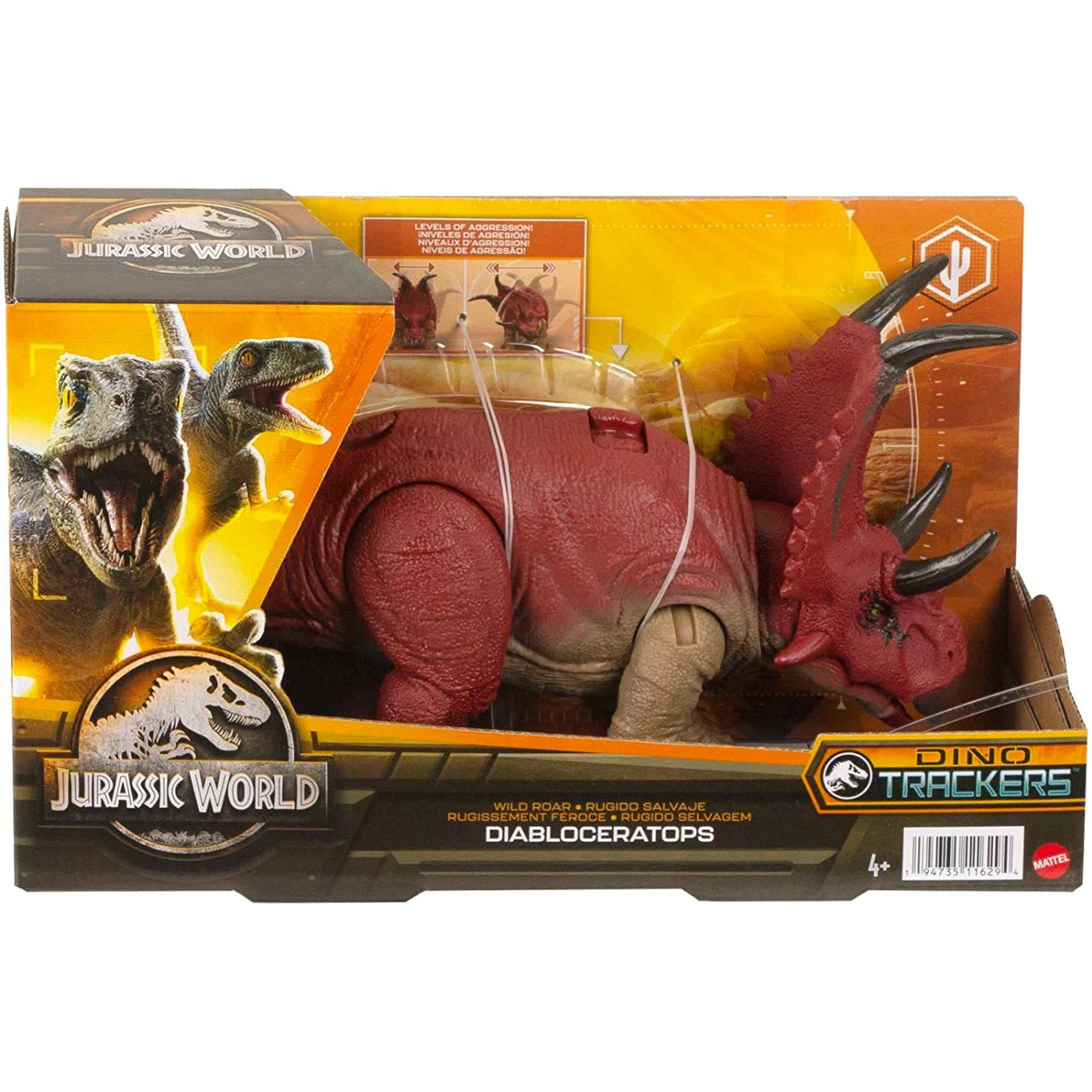 Mattel Jurassic World Δεινόσαυροι Με Κινούμενα Μέλη Λειτουργία Επίθεσης Diabloceratops (HLP14/HLP16)