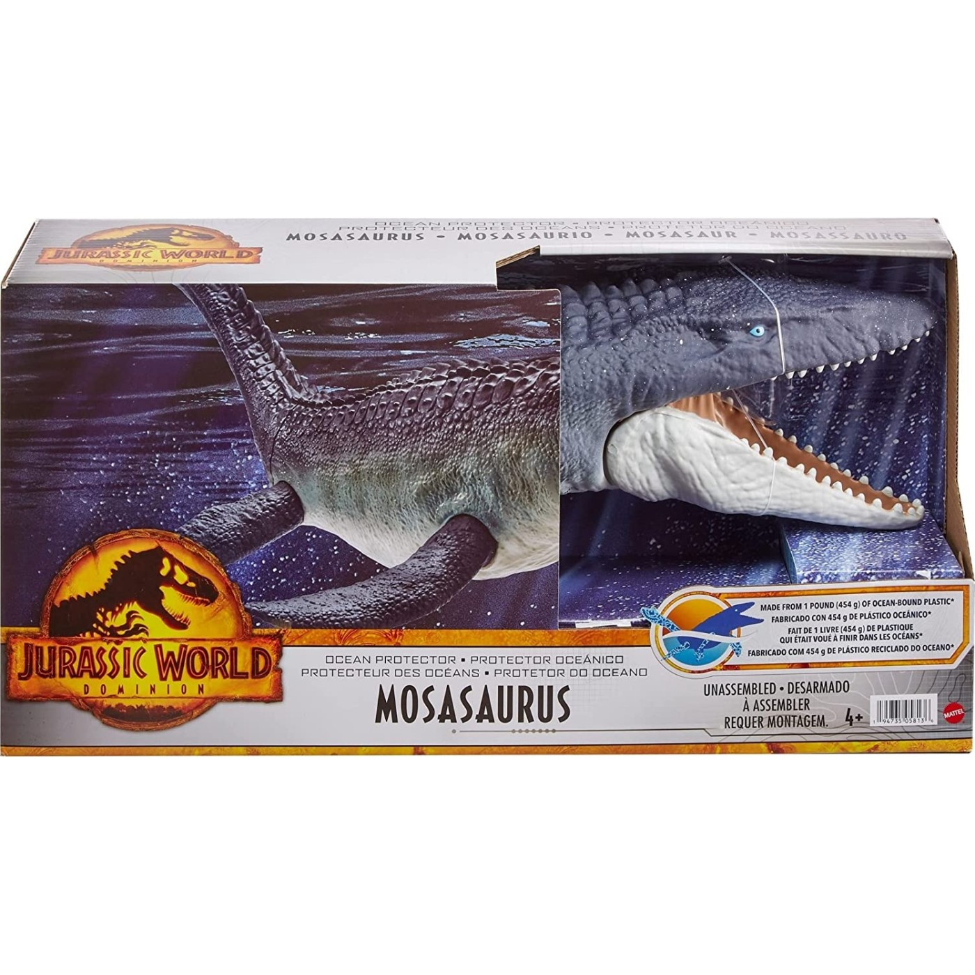 Mattel Jurassic World Dominion Ocean Protector Mosasaurus από ανακυκλωμένο υλικό (HGV34)