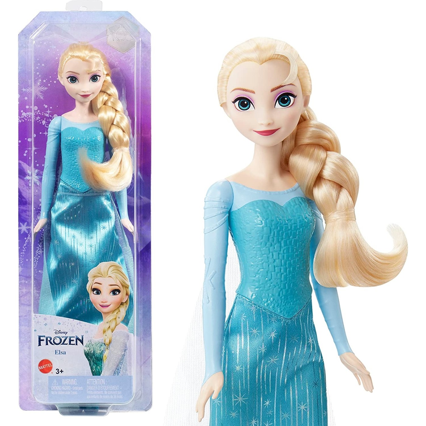 Mattel Κούκλα Frozen Elsa με Μακρύ Φουστάνι (HLW46/HLW47)