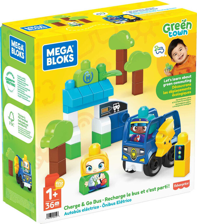 Mattel Mega Bloks Green Town Charge And Go Bus (Hdx900)