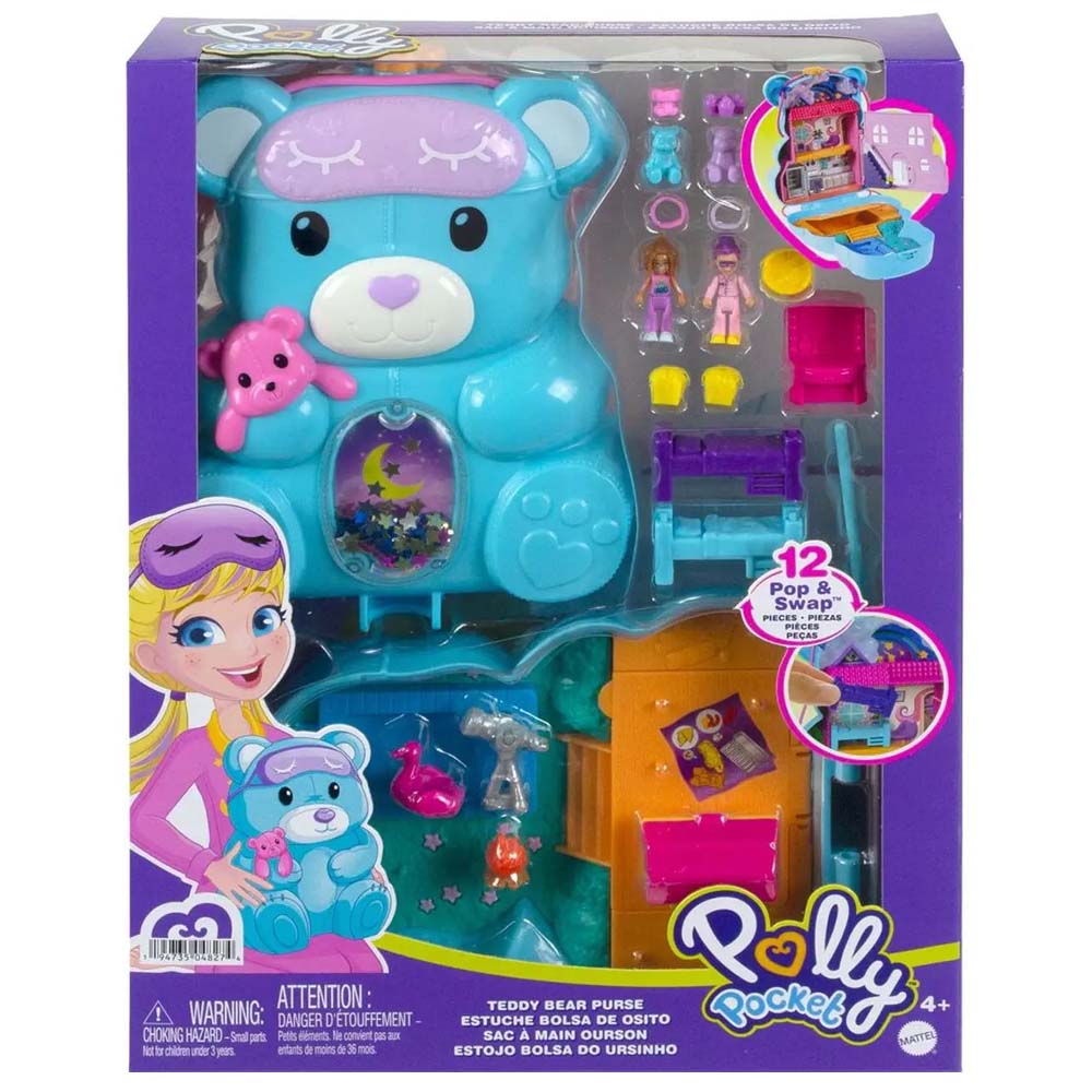 Mattel Polly Pocket Teddy Bear Purse Compact Τσαντάκι Sleepover (GKJ63 / HGC39)