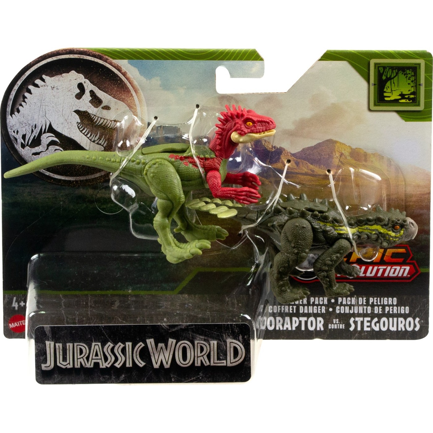 Mattel Βασικές Φιγούρες Δεινοσαύρων Jurassic World Danger Pack Eoraptor Vs. Stegouros (HLN49/HTK47)