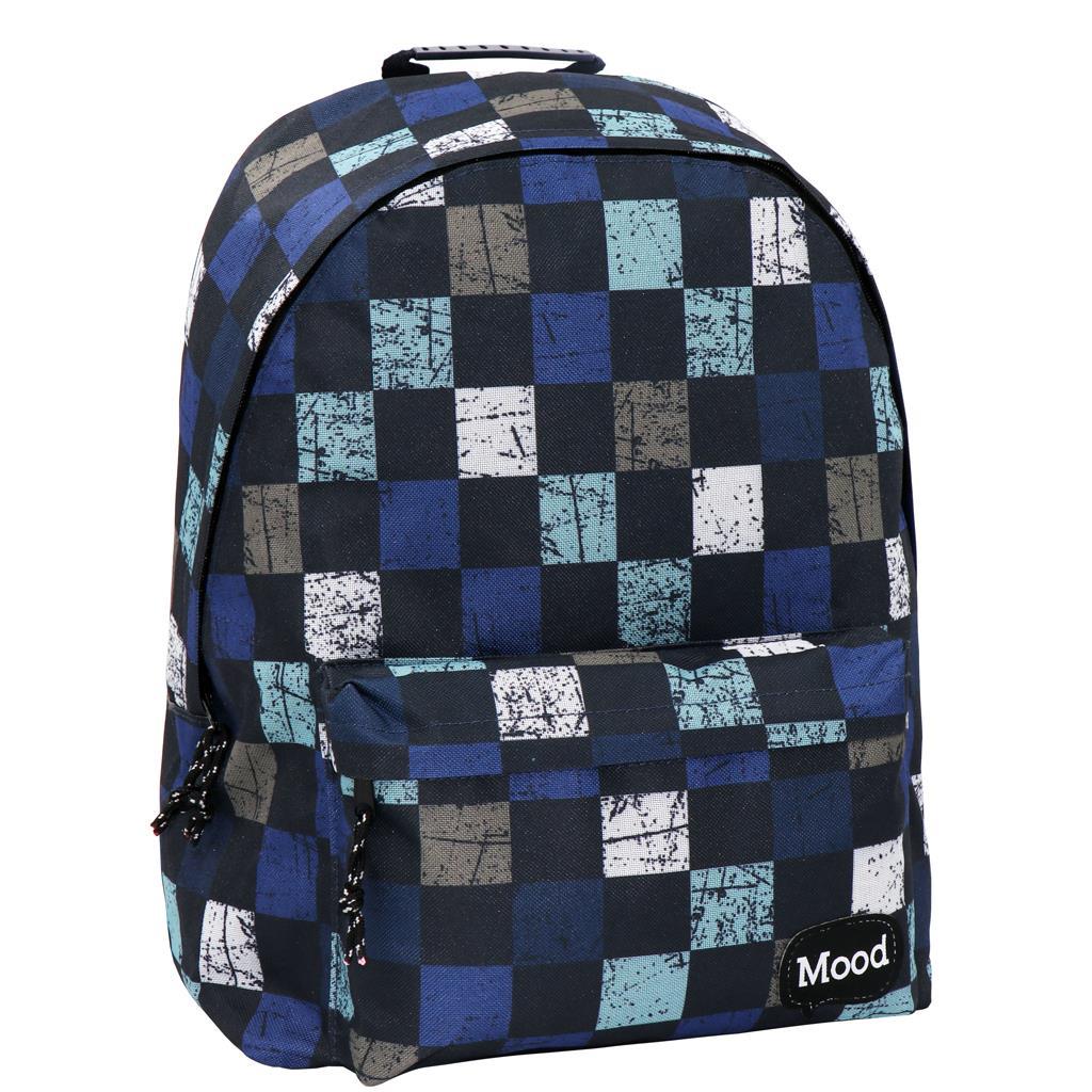 Mood Sigma Τσάντα Πλάτης Εφηβική Squares Μπλε-Γκρι (000580451)