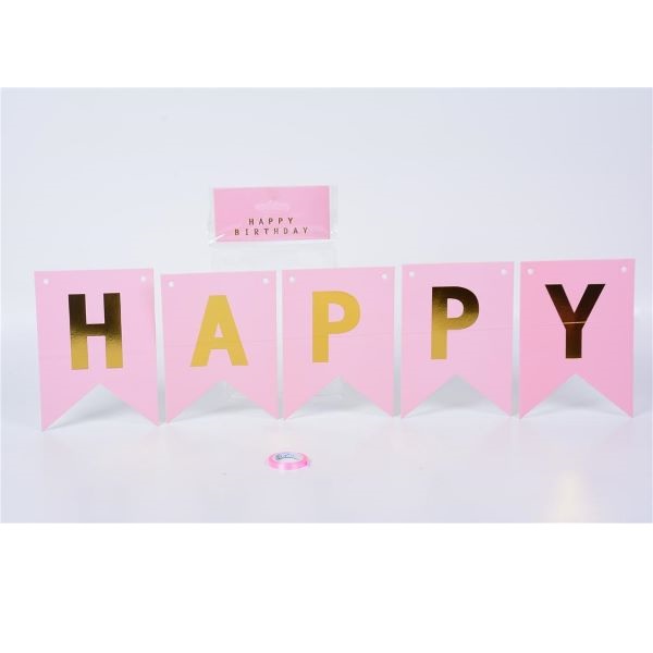 Μπάνερ Happy Birthday 13τμχ Διάφορα Χρώματα 13x23x0,5cm