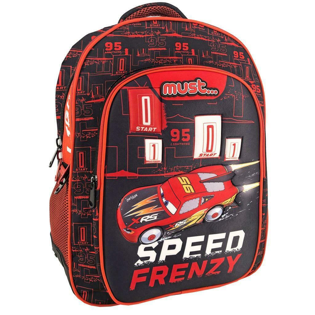 Must Cars Speed Frenzy Σχολική Τσάντα Πλάτης Δημοτικού Πολύχρωμη Μ32 x Π18 x Υ43cm (000562957)