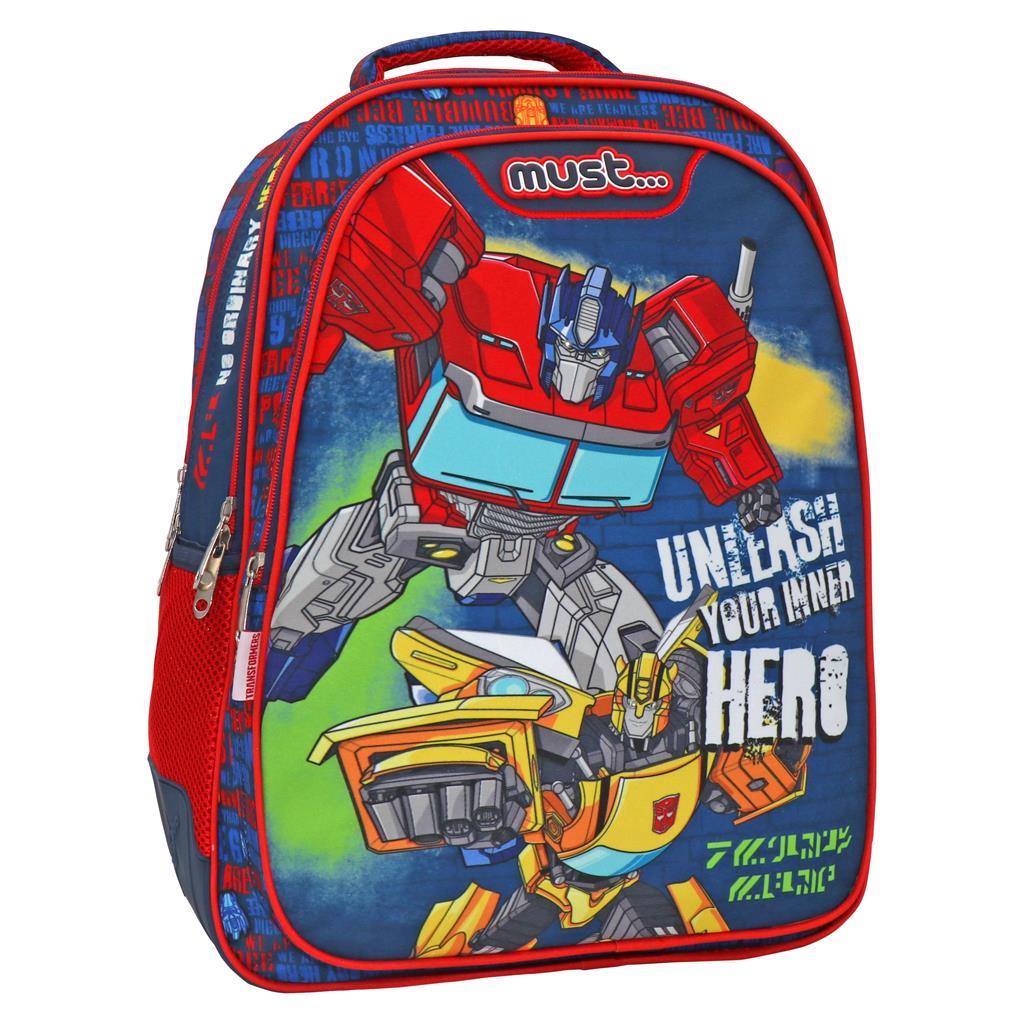 Must Σχολική Τσάντα Πλάτης Δημοτικού Transformers Unlease Your Inner Hero 3 Θήκες (000483232)