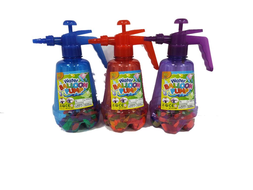 Νερόμπομπες Παιδικές Χρωματιστές, Με Μπουκάλι Και Αντλία - 100τμχ 12x12x28cm