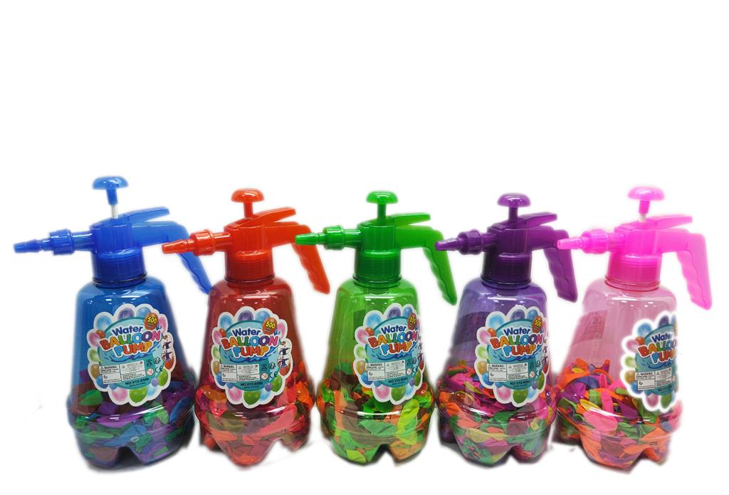 Νερόμπομπες Παιδικές Χρωματιστές, Με Μπουκάλι Και Αντλία - 500τμχ 18x15x29cm