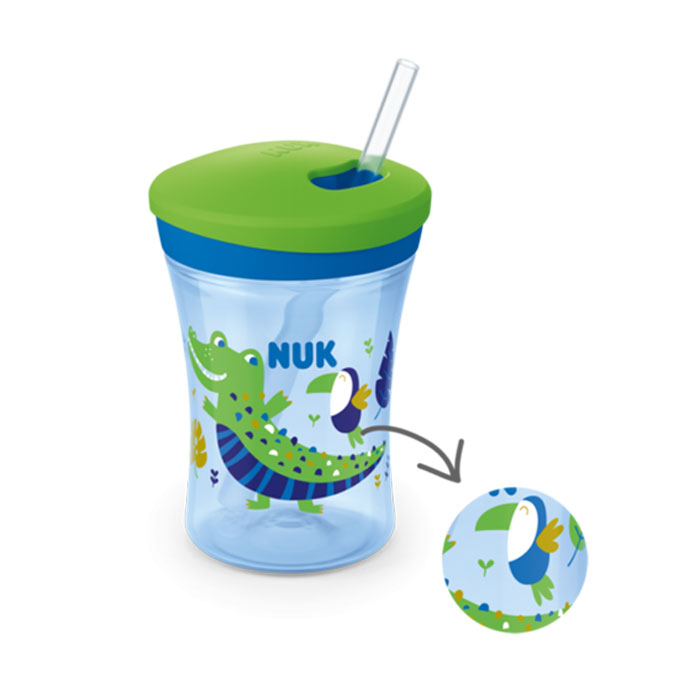 Nuk Action Cup Ποτηράκι που Αλλάζει Χρώμα με Καλαμάκι για 12m+