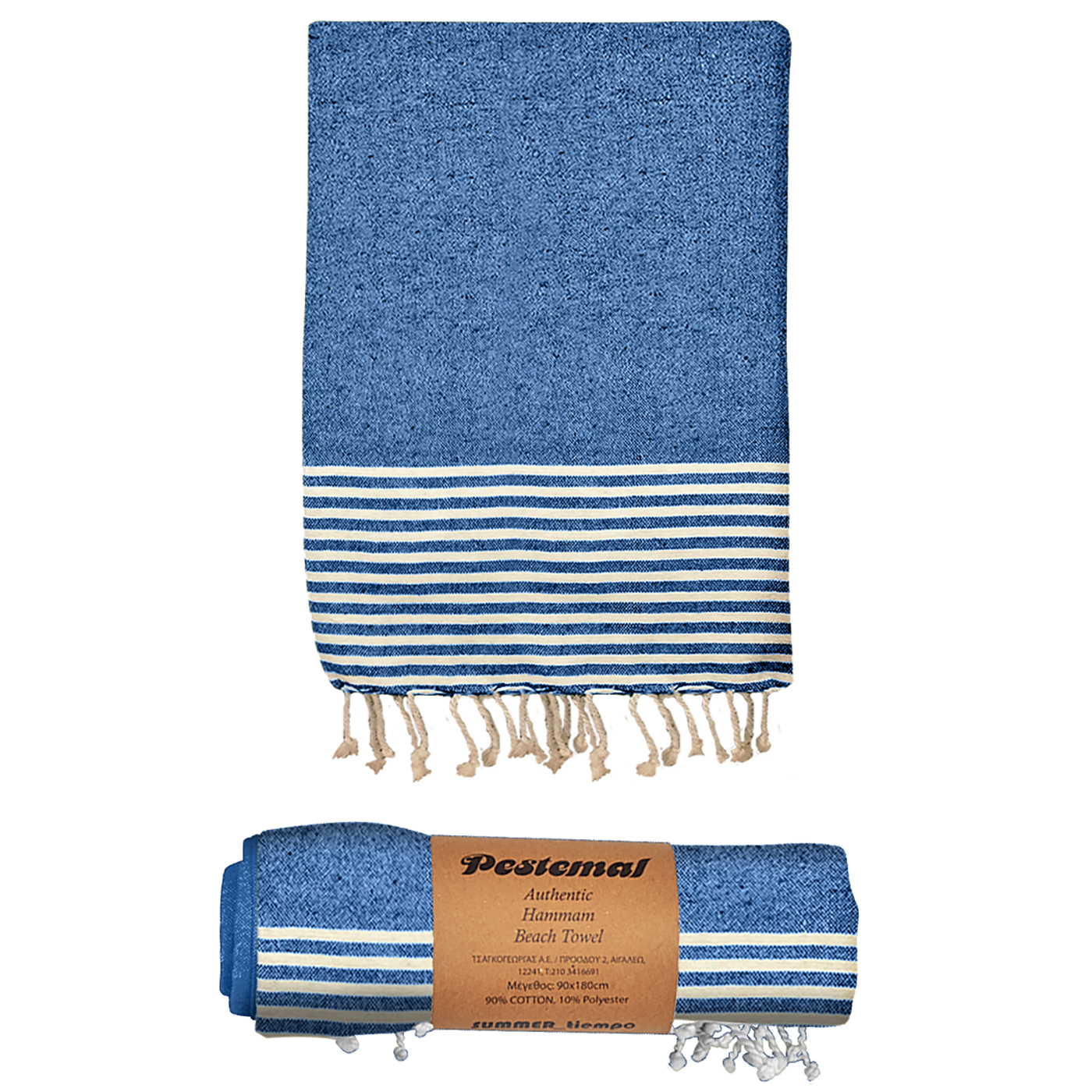 Πετσέτα Θαλάσσης Pestemal 280g 90x180cm Λεπτές Ρίγες Μπλε (42-2945-ΜΠΛΕ)