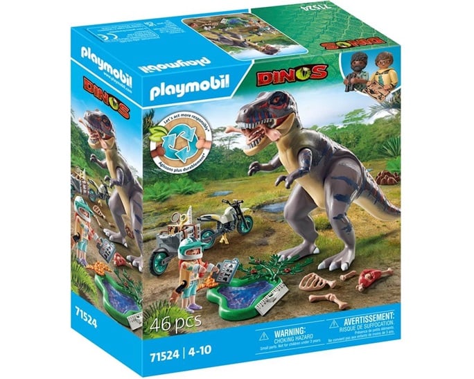 Playmobil Dinos - T-Rex & Εξερευνητής Με Μοτοσικλέτα (71524)