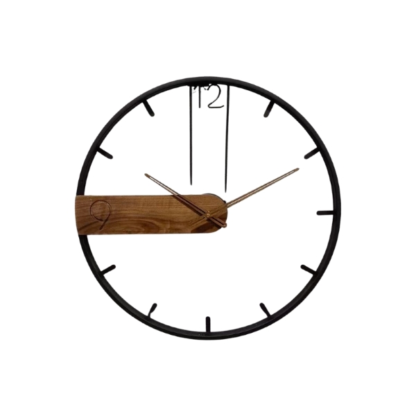 Ρολόι Τοίχου Στρογγυλό Μεταλλικό Με Ξύλο 60cm