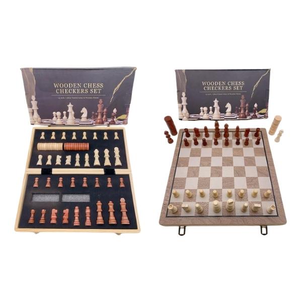 Σκάκι - Ντάμα Ξύλινο 2 Σε 1 40x21x6cm